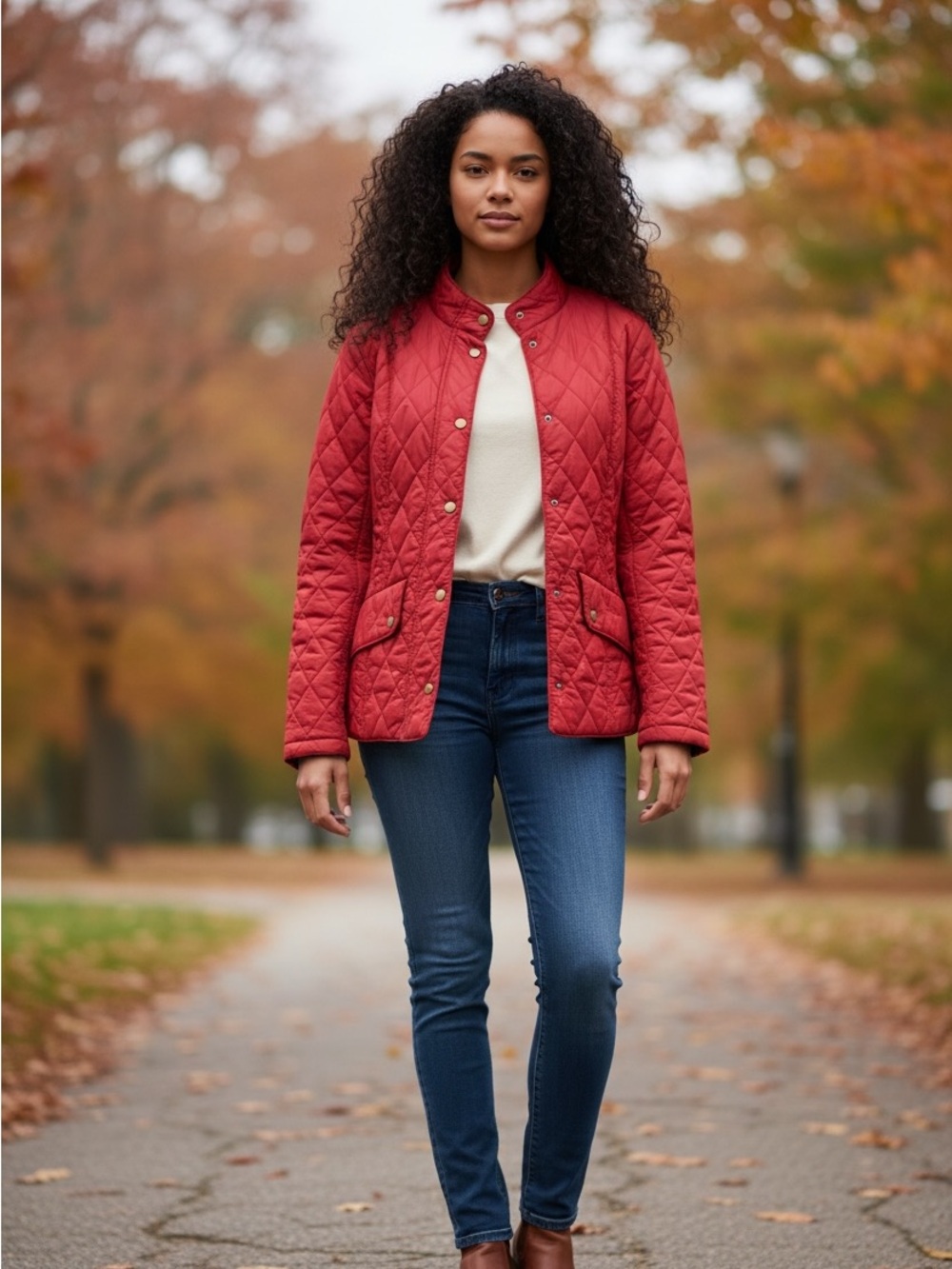 Barbour Women’s Red Quilted Jacket Puffer Coat Size 6 Lightweight